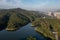 Kowloon Reservoir Dam Aerial view, Kam Shan Country Park 28 Nov 2021