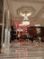 Kowloon Shangri-la Hotel lobby Chinese red lamps lighting elegant grand marble floor