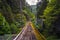 Koyasan - June 04, 2019: Funicular path to Koyasan, Japan