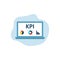 KPI, Key Performance Indicator. Laptop icon on blue background. Diagram, chart, graph icon. Vector