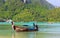 KRABI, PHIPHI, THAILAND - NOVEMBER 29, 2013: a Longtrail boat on Loh samah bay at island.