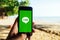 KRABI, THAILAND - MARCH 06, 2018: Closeup of iPhone Screen with LINE CHAT MESSENGER APP at beachside