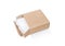 Kraft paper box with white plastic sachet for soap bar product design mock-up