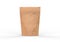 Kraft paper pouch mockup for tea, coffee, pulses, beans, cereals & corn flakes. Blank craft doy-pack mock up on isolated white bac