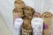 Kraft paper rolls for gift wrapping on a white background