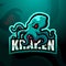 Kraken mascot esport logo design