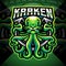 Kraken octopus esport mascot logo design