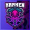 Kraken pirates mascot esport logo design illustrations vector template, Cthulhu logo for team game streamer youtuber banner twitch