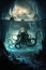 kraken superimposed underworld, scary octopus