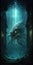 Kraken underworld vertical orientation, created with Generative AI technology