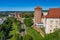 Krakow. Aerial View of Royal Wawel Castle and Gothic Cathedral. Vistula River. Historic center from above. Cracow, Poland