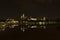 krakow city night landscape viewed from a bridge with wawel castle