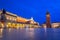 The Krakow Cloth Hall on the Main Square at night