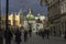 Krakow, India : Decorated street during Christmas decoration at city center main square with tourists