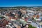 Krakow Old Town Aerial View. Main Market Square Rynek, old cloth hall Sukiennice, Church of St. Adalbert or St. Wojciech and