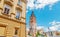 KRAKOW, POLAND, 2012: Main square with the town hall, sukiennice marketplace. church of Saint Mary and church of Saint Adalbert