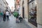 Krakow, Poland - 25 August 2022: An unidentified Uber bike courier on the street in Krakow, Poland. Delivery of food