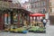 KRAKOW,POLAND - APRIL 15, 2019:  Beautiful flower shop at the market square in Debniki quarter