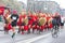 KRAKOW, POLAND - APRIL 28 : Cracovia Marathon. Spartans Children charity group speed on the city streets