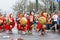 KRAKOW, POLAND - APRIL 28 : Cracovia Marathon. Spartans Children charity group speed on the city streets