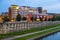 Krakow, Poland - Cracow Old Town, evening view of the Qubus hotel in the Podgorze district, by the Vistula river