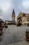 KRAKOW, POLAND - DEC. 29, 2016: central square, shopping arcade, town hall, overcast weather