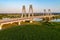 Krakow, Poland. Double cable-stayed bridge over the Vistula riv