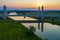 Krakow, Poland. Double cable-stayed bridge over the Vistula riv