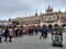 Krakow / Poland - March 23 2018: Easter fairs on the market Rynok square in Krakow. Kiosks with souvenirs, sweets and food.