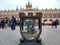 Krakow / Poland - March 23 2018: Easter fairs on the market Rynok square in Krakow. Kiosks with souvenirs, sweets and food. Ballot