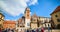 KRAKOW, POLAND - May 10, 2019: View on the inner courtyard of Wawel castle with chapels and Basilica of saint Stanislaus and