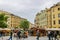 Krakow, Poland - May 21, 2019: Beautiful ensemble of Main Market Square with its medieval landmarks