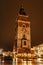 Krakow after rain,Poland.Main square with famous Christmas markets,Rynek Glowny at night with reflection,decorated Xmas tree.