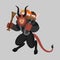 Krampus Christmas devil. Evil demon. Punishes naughty children. Horned monster for new year and christmas