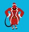 Krampus Satan Santa. Claus red demon with horns. Christmas monster for bad children and bullies. folklore evil. Devil with beard