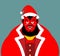 Krampus Satan Santa. Claus red demon with horns. Christmas monster for bad children and bullies. folklore evil. Devil with beard