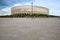 Krasnodar Stadium in the city of Krasnodar. The architecture of the modern stadium, the view from the front entrance.