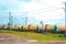 Krasnodar Territory, Russia-05-06-2021:A train of large round tanks with gasoline and oil is moving along the railway