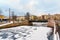 Krasnogvardeysky Bridge over the Griboedov Canal in winter. Saint Petersburg, Russia