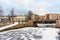 Krasnogvardeysky Bridge over the Griboedov Canal in winter. Saint Petersburg, Russia