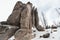 Krasnoyarsk Pillars Reserve, winter landscape. Rock Feathers