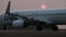 Krasnoyarsk, Russia - 8 Aug 2019: Silhouette of a passenger plane runway.