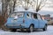 Krasnoyarsk, Russia, February 1, 2020: old abandoned retro car blue vaz 2102, licensed copy of fiat 124, parked in the