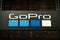 Krasnoyarsk, Russia, July 20, 2020: Gopro logo on a commercial sign, Billboard dark background