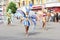 Krasnoyarsk, Russia, June 15, 2013. Women in theatrical costumes of a sorceress at a street carnival
