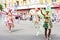 Krasnoyarsk, Russia, June 15, 2013. Women in theatrical costumes of a sorceress at a street carnival