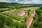Kratochvile chateau, Czech republic. Aerial view of a picturesque renaissance manorial residence.