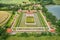 Kratochvile chateau, Czech republic. Aerial view of a picturesque renaissance manorial residence.