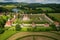 Kratochvile chateau, Czech republic. Aerial view of a picturesque renaissance manorial residence.