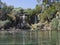 Kravice waterfalls in Bosnia Herzegovina, with a floating wooden bridge